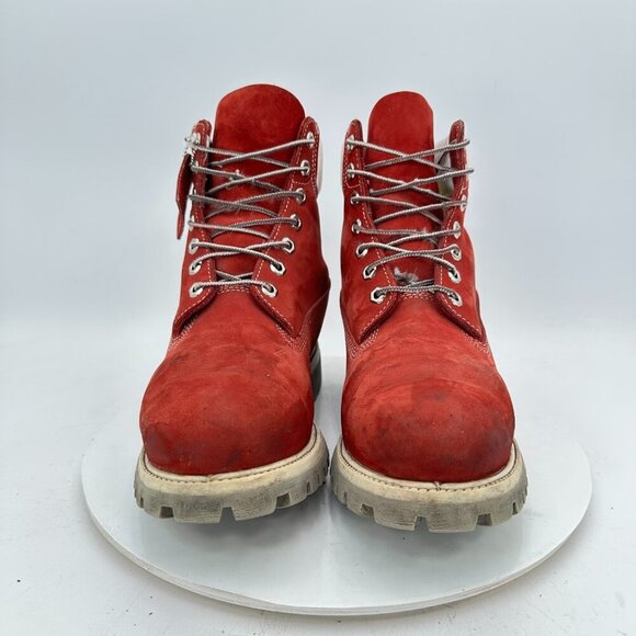 Timberland Holiday Men Size 9.5M Red Stand Out White  Leather Combat Boot main image 9